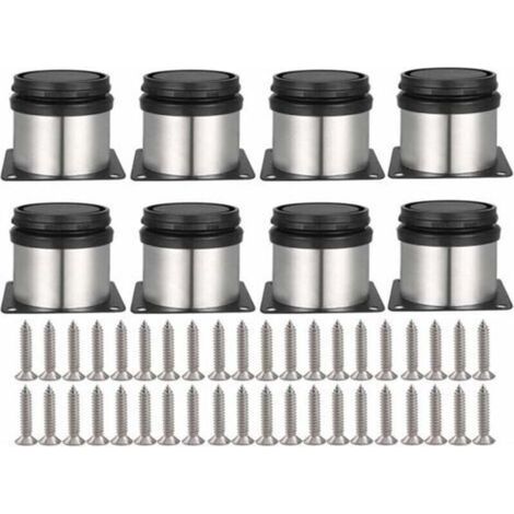 8 pièces Pieds de Meubles Réglables Vis Inclus Ronds Métal Acier Inoxydable Cabinet Jambe Table Pieds Pied d'armoire Hauteur ajustable Pour Canapé, Table, Armoires, éTagèRes 50 mm (1/5)