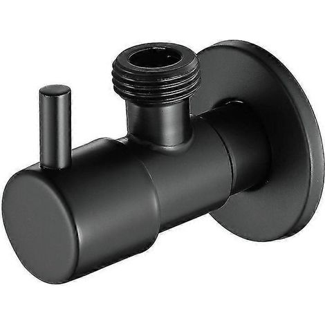 Robinet d'arrêt d'eau à angle noir en acier inoxydable 304, étanche, eau chaude et froide, accessoires de salle de bain courants (1/5)