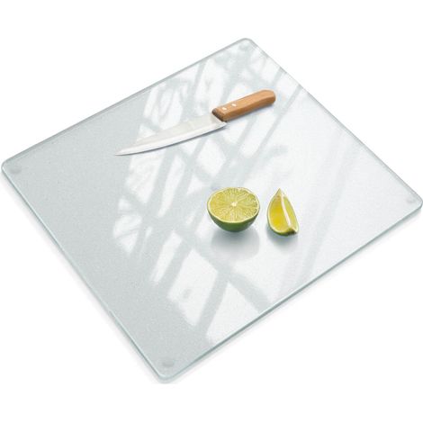Planche à découper en verre trempé dépoli cuisine antidérapante résistante chaleur rayures facile à nettoyer 60x52 cm (1/5)