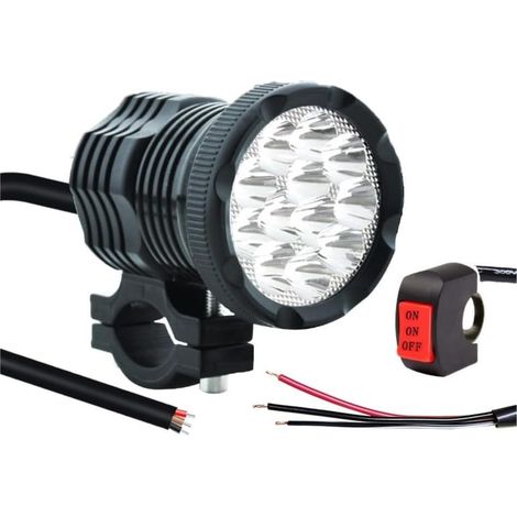 Faretto per moto 12-60V, luce di asciugatura, 18W 2500LM, 12 LED, luce da lavoro fuoristrada per ATV, bici, corse 4x4, pick-up, barca, camion, rimorchio. Confezione da 1 (1/5)