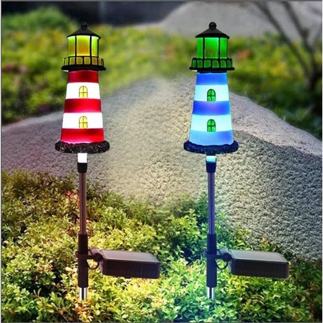 Juego de dos luces solares para exteriores: luz solar para jardín (azul + roja)