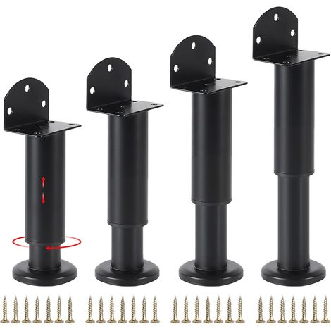 4 Pièces Pied de Meuble reglable, L Forme Pied de Meuble, Hauteur réglable de 12-18 cm, Capacité de Charge jusqu'à 100 kg, Convient pour Meubles DIY, établis, Tables et Les armoires
