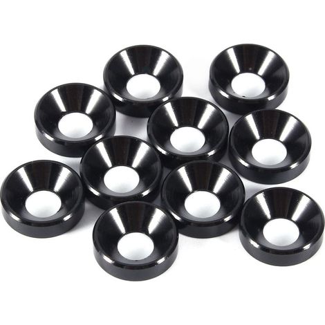 Lot de 10 rondelles à tête fraisée anodisées M5 en alliage d'aluminium noir (1/2)