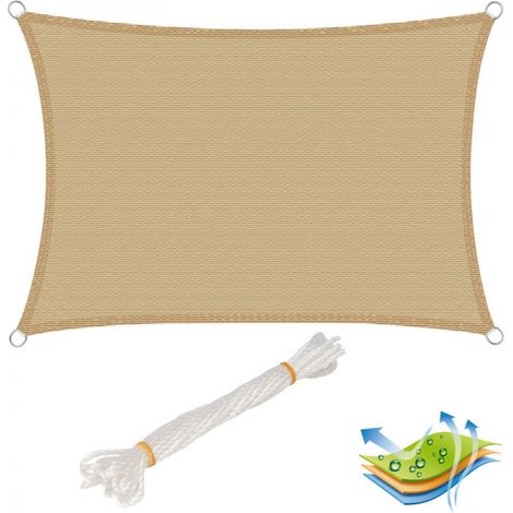 1 x HDPE voile d'ombrage carrée pour la protection solaire et UV dans le jardin/patio.3x3 mètres. Sable
