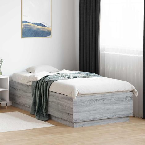 Cadre de lit LED 80 x 200 cm en bois d’ingénierie gris Sonoma multicolore - PANGIVO (1/5)