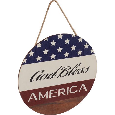 Lot en bois rond décoration porte Fête nationale américaine, pendentif patriotique USA drapeau, accessoire fête indépendance (1/5)