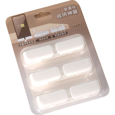 Lot de 3 organisateurs de câbles de bureau adhésifs puissants, supports de câbles multifonctionnels pour souris, clavier et écouteurs. (1/5)