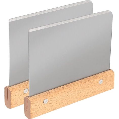 Set di 2 raschietti per impasto in acciaio inox con manici in legno - Accessori da cucina sicuri per impasto per pizza e verdure (1/5)