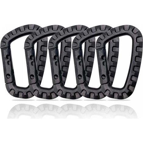 Lot de 10 mousquetons en plastique, mousquetons tactiques, mousquetons militaires, mousquetons en plastique, robustes et polyvalents en forme de D (1/4)