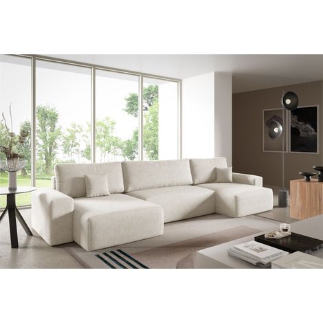 Wohnlandschaft mit Schlaffunktion ARONA in Stoff Centaur Creme