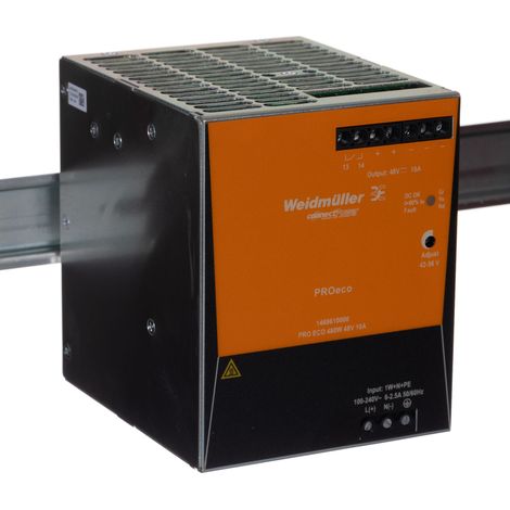 Alimentation pour rail DIN Weidmuller, série PRO ECO, 48V c.c.out 10A, 480W ( Prix pour 1 )