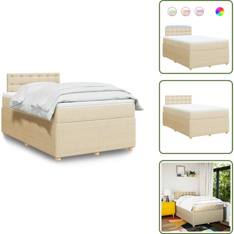 The Living Store Giroletto a Molle con Materasso Crema 120x190 cm in Tessuto - Materasso a molle insacchettate