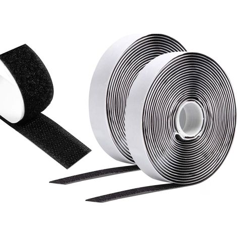 Scratch Autocollant Double Face 5 M X 20 MM, Hook Loop Rubans Ruban AdhéSif Puissant à Crochets Et Boucles pour La Couture (Noir) (1/5)
