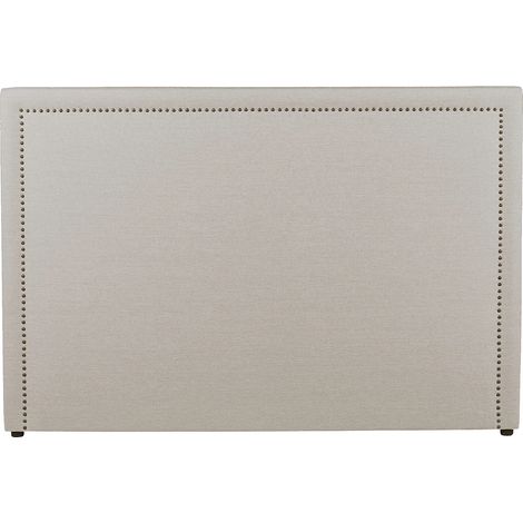 Tête de lit finition cloutée 150 cm - Tissu effet lin - Beige - ALVISE (1/5)