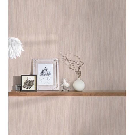 Papier peint intissé rose et brun Tapisserie texturée à lignes verticales Papier peint effet textile lavable idéal pour salle de bains (1/2)