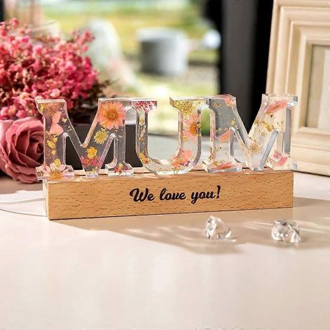 Regalos para mamá para el Día de la Madre, Regalos para mamá de parte de su hija o hijo, Luces nocturnas de flores secas para mamá y madrastra - Regalos para el Día de la Madre, cumpleaños y Navidad d (1/3)