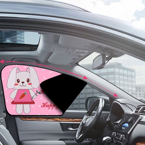 Pare-soleil magnétique rétractable double couche à motif dessin animé d'été pour vitre de voiture (siège gauche) (1/4)