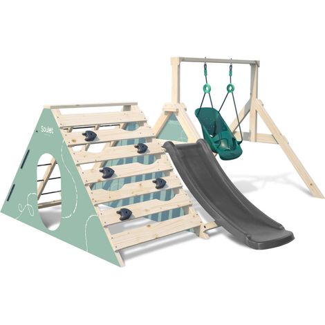 Aire de jeux en bois premier âge avec balançoire bébé évolutive OLYMPE (1/5)