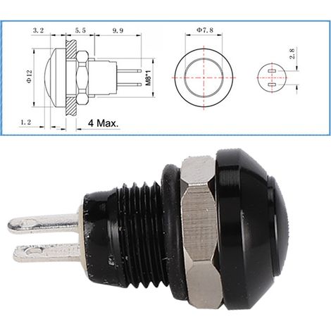 1A 24V 8mm Mini Wasserdichter Kfz-Momentan-Drucktaster aus Aluminium-Zink-Legierung