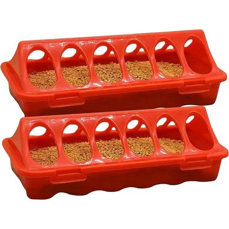 2 Pieces Mangeoire À Poussins Cailles, Mangeoire À Poule À 6 Emplacements, Abreuvoir Poussin Distributeur d'eau De Poulet pour Pigeon Perroquets Poussins Caille Canard Oiseau 20x9x6.5 Cm (1/5)