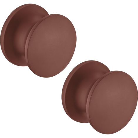 2x Bouton poussoir serrures espagnolettes ou en applique pour épaisseur 13-19mm Verrou Push-lock Caravane Bateau, plastique marron foncé (1/3)