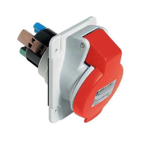 PratiKa socket - fast - angled - 32A - 3P + E - 380...415 V AC - panel - PKY32F434