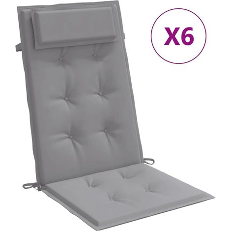 Coussins de chaise à dossier haut lot de 6,Coussins d'extérieur gris tissu oxford CFW101171 (1/5)