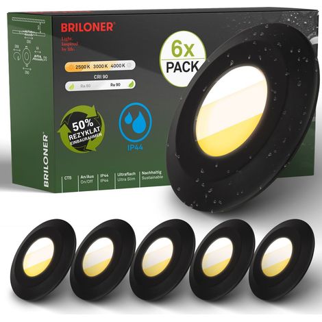 6er Set LED Bad Einbaustrahler LED Einbauleuchten Bad Spots CTS Flach Ra90