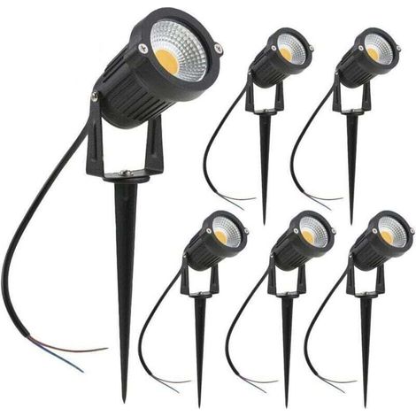 LED-Außenstrahler, 3 W, warmweiß (3000 K), 1440 lm, mit Erdspießen, IP65 wasserdicht, für Garten, Wege und Terrasse [Energieeffizienzklasse A+] – 6er-Pack