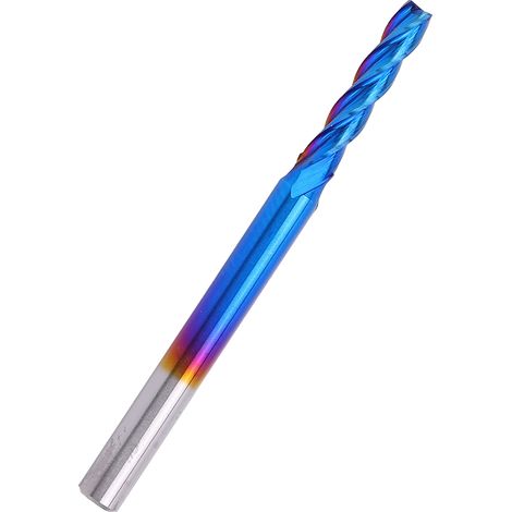 Fraise 2 tailles carbure monobloc, queue cylindrique 3,175 mm, coupe 2,5 mm, longueur 12 mm, revêtement bleu, pour CNC et défonceuse, outil de fraisage précis. (1/5)