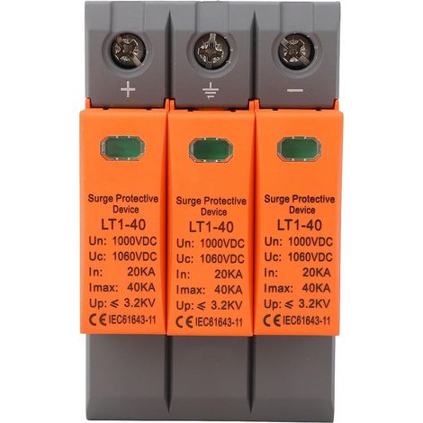 Parasurtenseur 1000 VDC, Protection Contre Les Surintensités, Coque PC, Indicateur Vert, Conception 3P, Installation avec Rail Standard de 35 Mm, Performance du Parafoudre EMI (1/5)