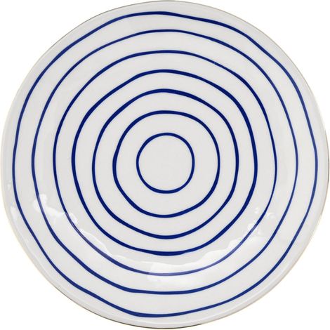 Duka Siren Frühstücksteller mit Streifenmuster, 21 cm, Marineblau-Gold, Steingut (1/5)