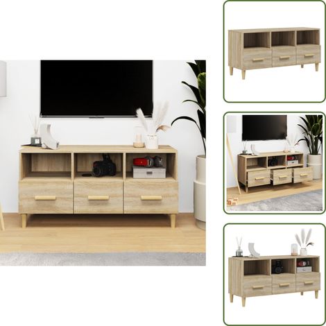 TV-Schrank Sonoma-Eiche 102x36x50 cm Holzwerkstoff - TV Schrank - Holz Sideboard - Wohnzimmerschrank - Medienregal - Fernsehtisch