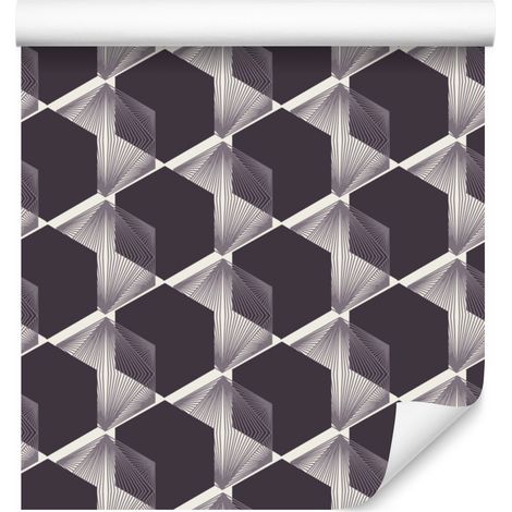 Papel pintado modernista con hexágonos y efecto 3D para salón y dormitorio, 50x1000 mm. (1/5)