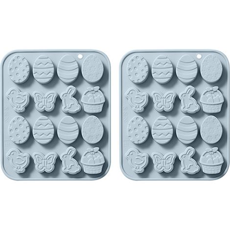 2 moules en silicone pour pâtisserie, œufs de lapin et papillons, thème Pâques, pour chocolat, gâteaux et confiseries (1/5)