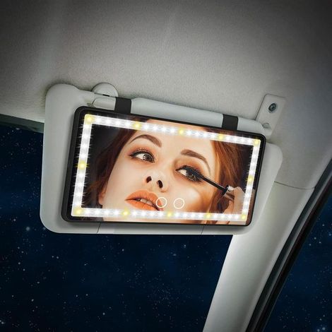 Miroir de courtoisie de pare-soleil pour voiture/camion avec éclairage LED noir (1/4)