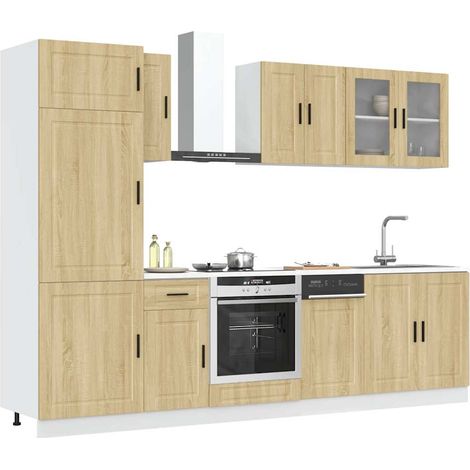 Ensemble de 8 meubles de cuisine "Porto" en chêne Sonoma