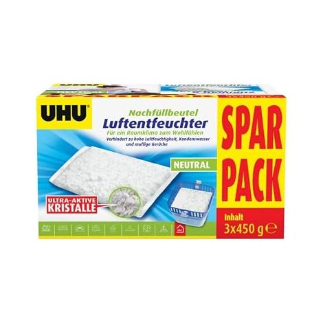 Recharge déshumidificateur uhu raumentfeuchter nachfüllpack 3 sachets 450g