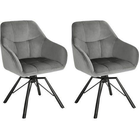 WOLTU Set of 2 Swivel Dining Chairs. Living Room Chairs with Upholstered Seat. Metal Legs. Wide Padded Ergonomic Chairs Kitchen Chairs. Dark Grey Velvet Dressing Table Chairs (1/5)