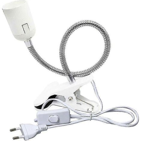 Lampe de lecture de lit avec pince E27, câble d'alimentation 230 V CA avec interrupteur, pince E27, col de cygne flexible pour lampe d'aquarium ou miroir pour plantes. (1/5)