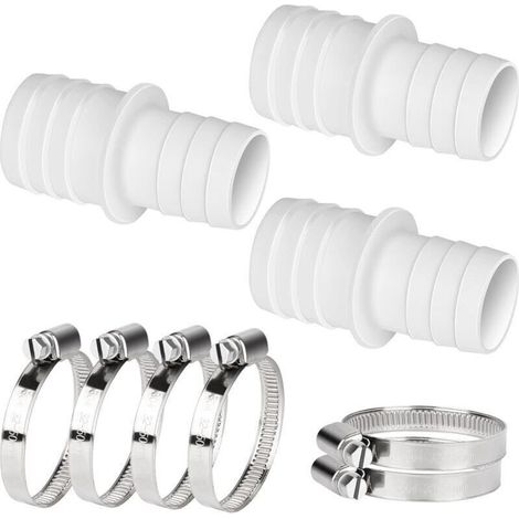Raccords Tuyau Piscine 32 38mm Lot de 3, Avec 6 Colliers de Serrage, Accessoire de Connexion pour Piscine (1/4)