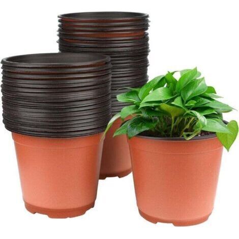 Lot de 50 Pots de Fleurs en Plastique Noir - 15 cm - Pour Plantes succulentes, légumes et boutures (1/4)