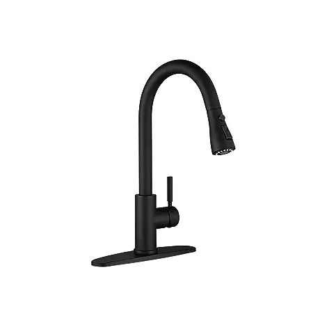 Robinet de cuisine en acier inoxydable brossé avec douchette extractible à poignée unique (1/4)