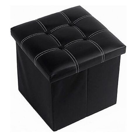Pouff Puff Pouf Contenitore Imbottito Portaoggetti Seduta Nero 30x30x30 Cm 79427 (1/2)