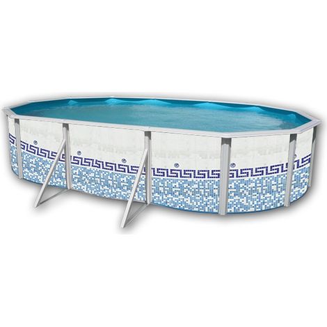 Kit piscine hors-sol acier Toi MOSAICO ovale 6.40 x 3.66 x 1.20m décor mosaïque (1/4)