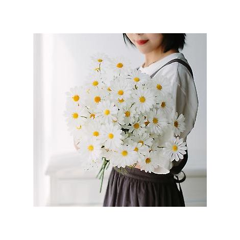 Künstliche Gänseblümchen aus Seide und Kunststoff, weich, leicht zu reinigen, attraktive Dekoration für Wohnzimmer und Küche
