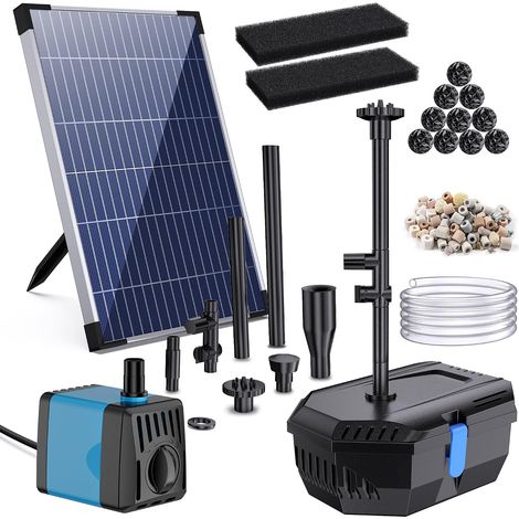 12W Filtre de Bassin Solaire avec 4 Buses, Pompe Solaire Bassin avec Système de Filtration Bio pour Étang jusqu'à 800L, Fontaine Solaire Extérieure pour Jardin et Balcon, Décoration Écologique (1/5)