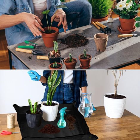 Tapis de jardinage pliable, outils pour plantes grasses, tapis de plantes imperméable pour jardin, plantes en pot, plantes grasses, semis (100x100cm, noir) (1/2)