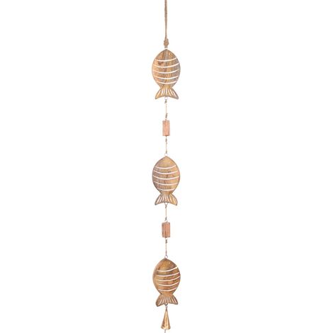 Ciondolo decorativo a forma di pesce in legno, accessorio marittimo per la decorazione nautica e lo stile costiero