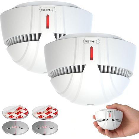 Mini Detecteur de Fumée avec 10 Ans Pile– Installation Facile Alarme Incendie détecteur fumée sans Percage avec Support Magnétique, Idéal pour Maison, Appartement et Location (Lot de 2) (1/5)